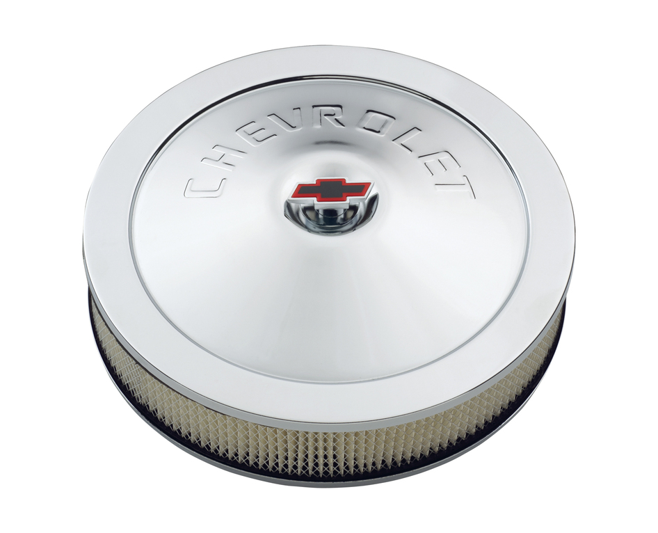 Proform Engine Air Cleaner Kit 14 Inch Diameter Chrome Chevy Lettering with Bowtie Nut Chevrolet Performance Parts