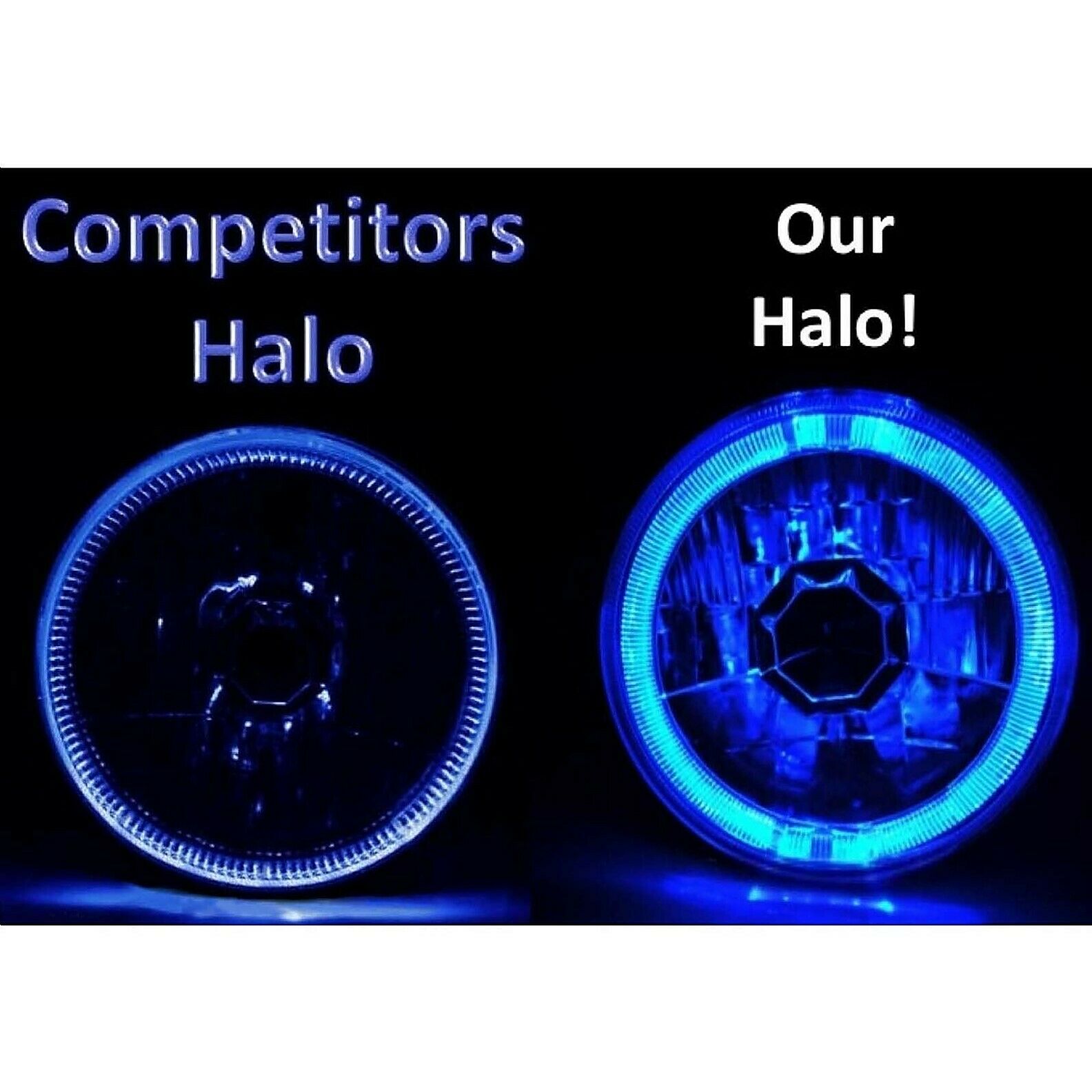 5 3/4 Amber LED Halo Angel Eye Crystal Clear Headlight w/ 6k LED